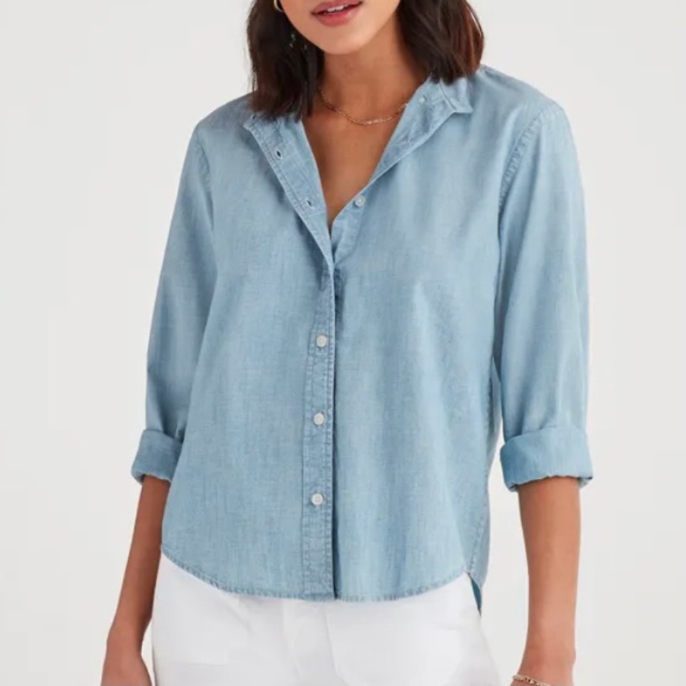 BUTTON FRONT SHIRT IN STONED BLUE